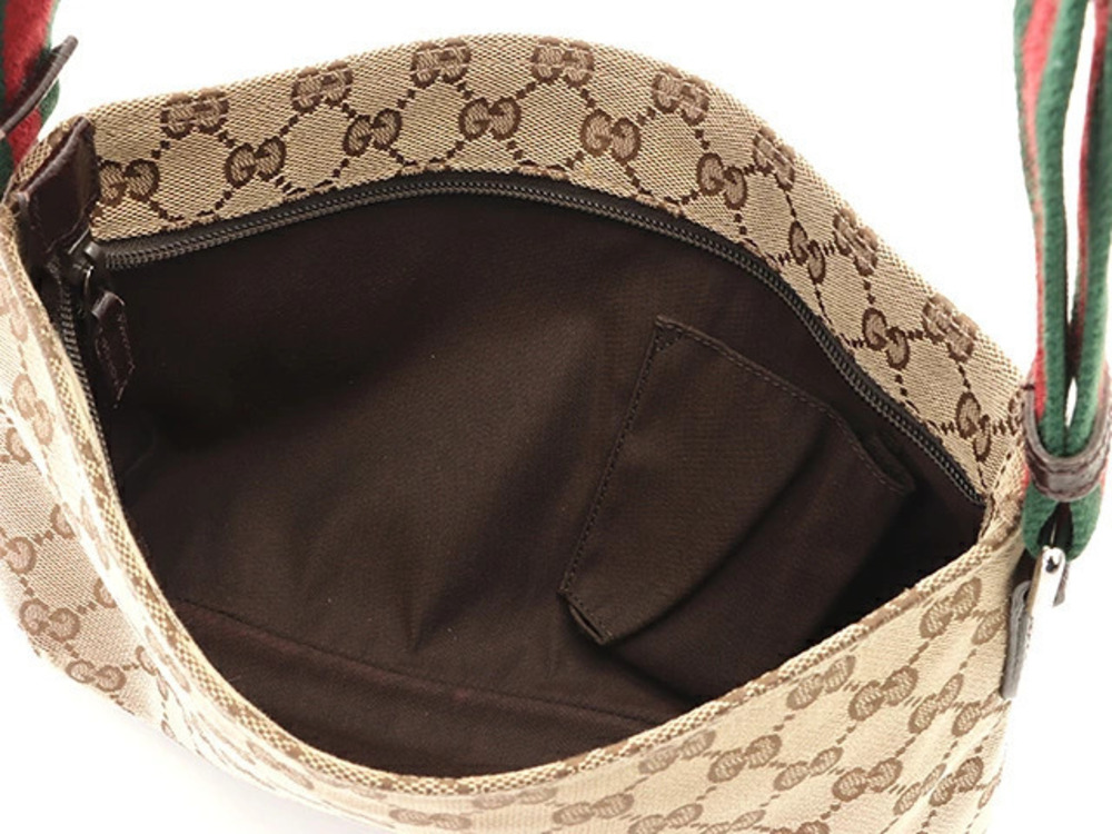 Gucci GG Shoulder Bag Beige Cream Canvas Calfskin - Picture 8 of 9